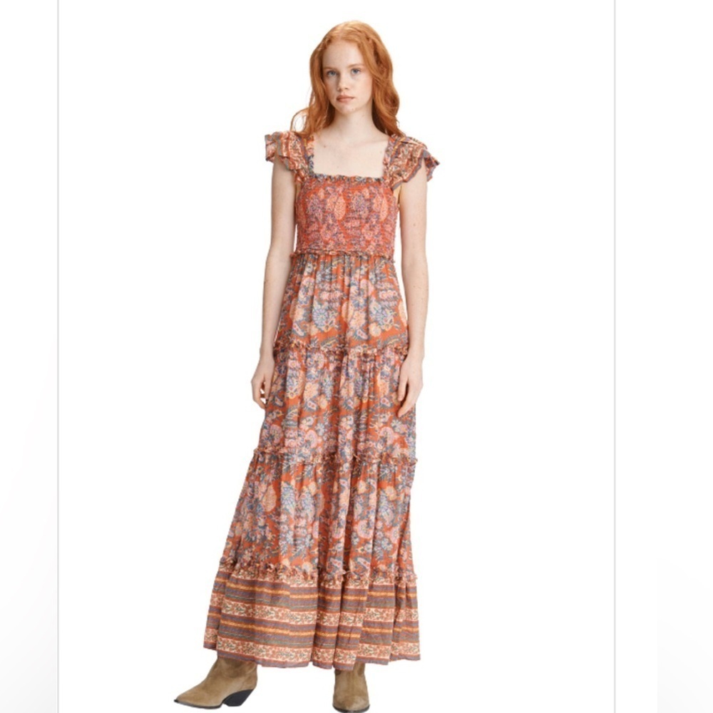 Anthropologie Love The Label Bouquet Smocked Maxi Dress s